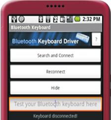 Reconnect: If your device loses the connection with the keyboard (the message keyboard disconnected is displayed as in the picture below), you can reconnect by pressing the interface Reconnect button.