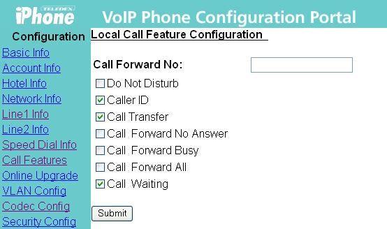 5.4. Administer Call Feature Select Call Features from the left pane to