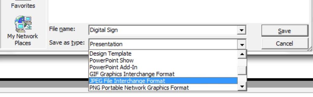 3. F.A.Qs and Troubleshooting Guide 3.1 How do I play PowerPoint presentations on my display? 3.1.1 Option 1 (for plain slides with no animation): You can save the PowerPoint presentation as a JPEG File Interchange Format (.