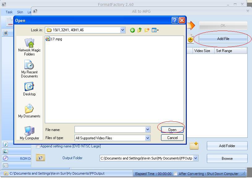 6. Click the Output Setting button and modify it to look