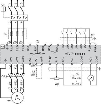 Connections and Schema Wiring Diagram Conforming to Standards EN 954-1 Category 1, IEC/EN 61508 Capacity SIL1, in Stopping Category 0 According to IEC/EN 60204-1 Three-Phase Power Supply with