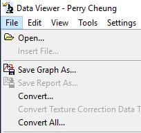 XII. Data Viewing and Exporting 1/1 1. Double-click Data Viewer icon 2. Click File -> Open 3.
