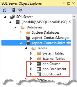View the Database When you started the application, the DbInitializer.Initialize method calls EnsureCreated.