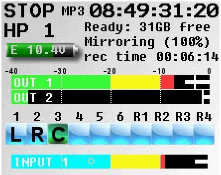 MP3 Indicator Displays if the recorded files are being marked to be written as an MP3 file. Time Code Shows the current time code.