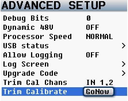 MAIN MENU 10. In the Trim Calibrate menu select Go Now. ENG Advanced Setup Menu 11. Press the STAR KEY. 12. The Go Now text will change to "---" indicating the Calibration has started. 13.
