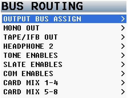 NOMAD OPERATIONS Pressing the Bus Key Pressing the bus key opens the bus routing menu.