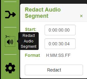 Click the Redact Audio Segment icon (Figure 26). Figure 26 3. A slider icon is displayed over the audio segment. 4.