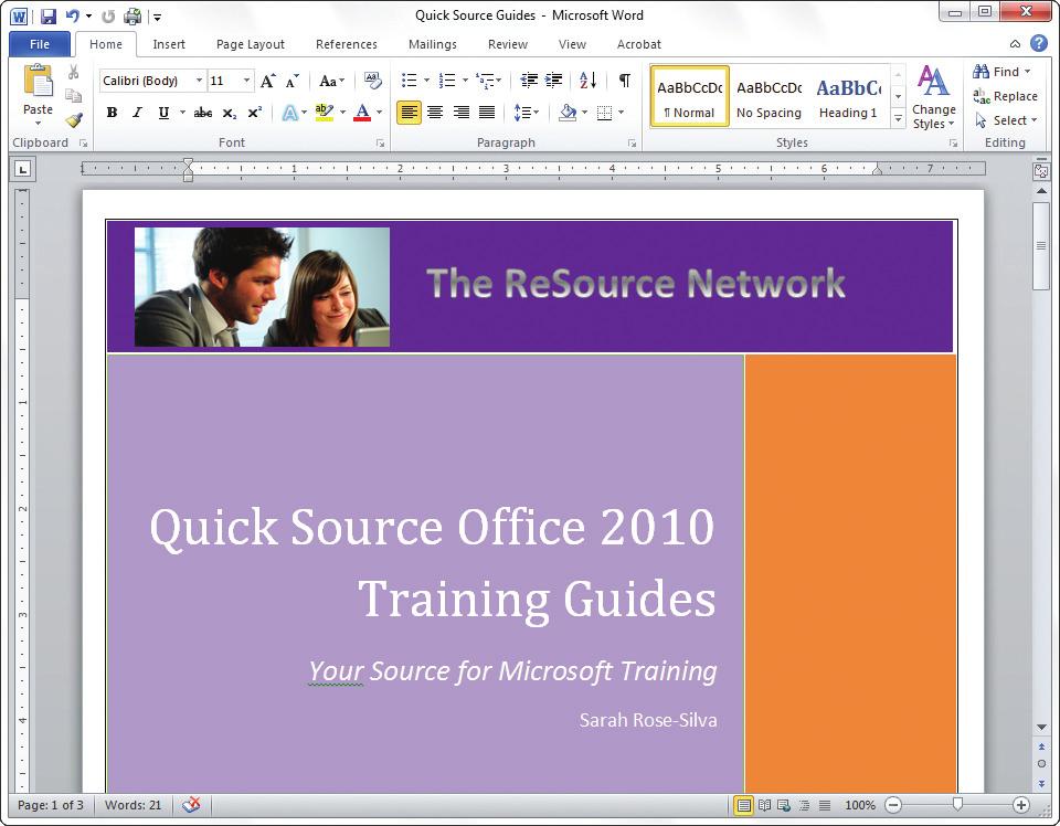 Microsoft QUICK Word 2010 Source Getting Started The Word Window u v w x z Opening a Document 2. Select Open in the left pane. 3. In the Open dialog box, locate and select the file you want to open.