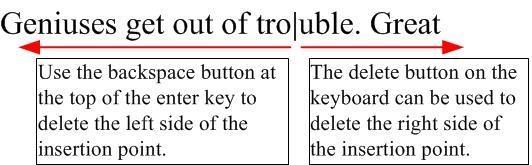 Text Formatting The Delete or Backspace keys can be used after selection to delete