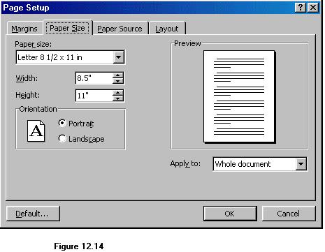 Page Size and Orientation Change the orientation page within the Page Setup dialog box. Select File Page Setup and choose the Paper Size tab. Select the proper paper size from the drop-down menu.