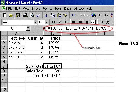 13.5 Formulas and Functions The distinguishing feature of a spreadsheet program such as Excel is that it allows you to create mathematical formulas and execute functions.