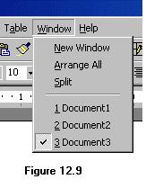 Select another name to view another open document or click the button on the Windows taskbar at the bottom of the screen as in figure