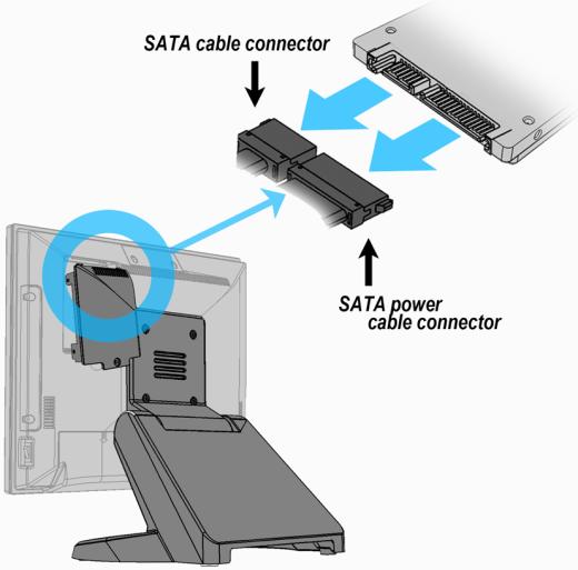 3. Disconnect the SATA cable connector and the SATA power cable connector. 4.
