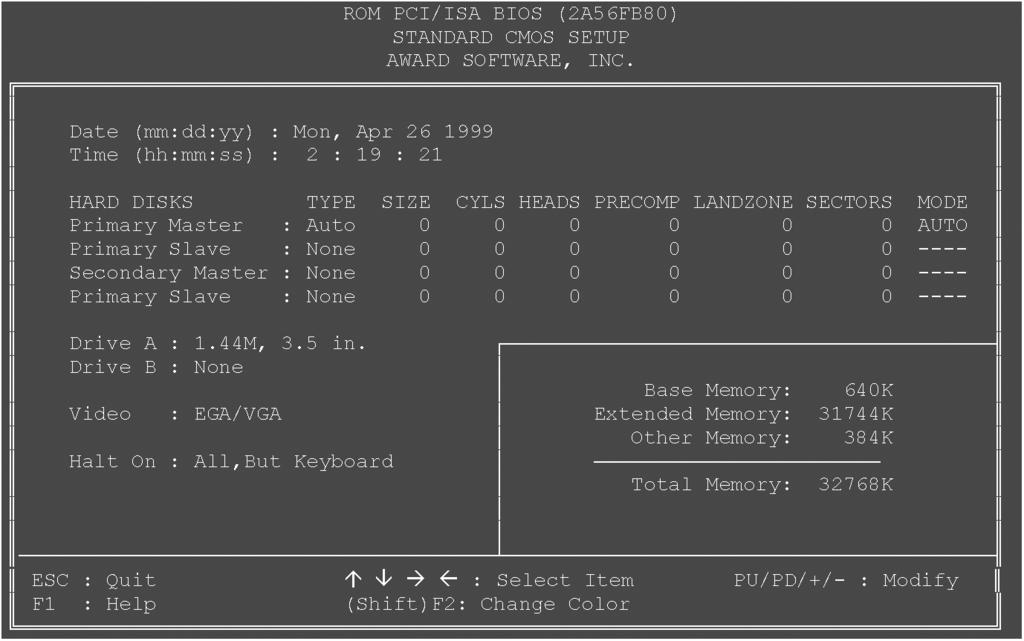 Software BIOS System for System Units with Socket 7 (ZIF) Exit Without Saving Abandon all changes and exit BIOS Setup. Additional Peripherals B&R specific settings for integrated peripheral devices 2.