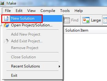Click File New Solution to create a new