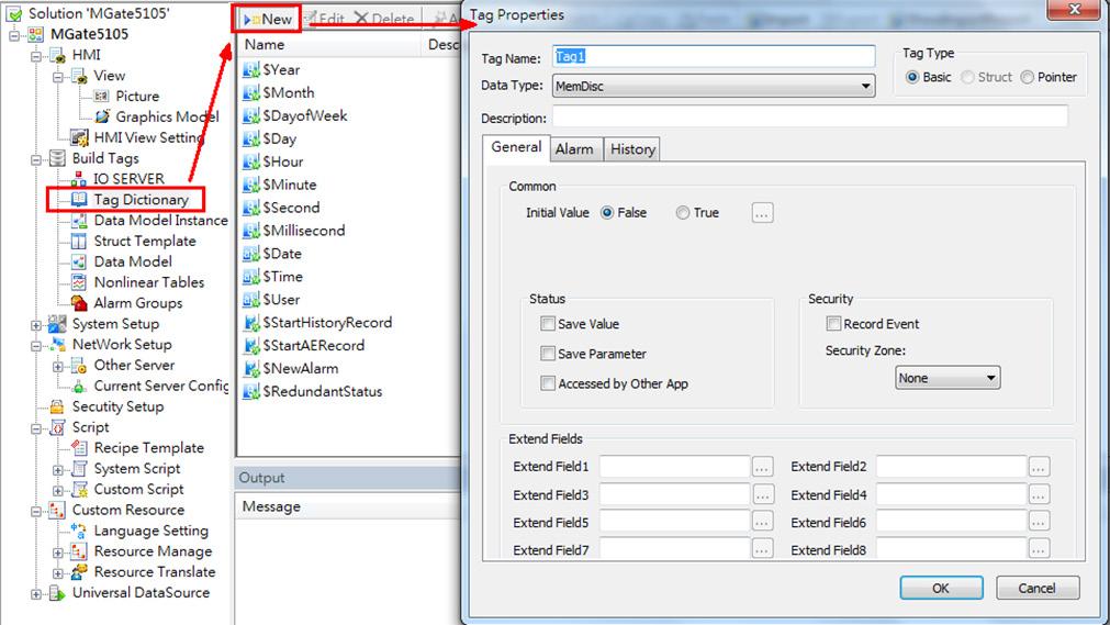 4. In the Tag Properties screen, configure the following fields: Tag Name: Enter tempreal.