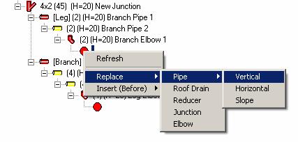 Horizontal Pipes inherit the elevation of the previous Element (the Parent) and the Nominal Diameter of the Parent.