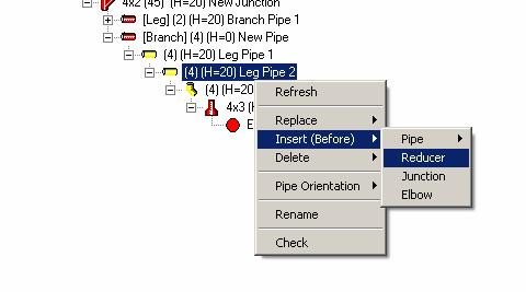 Figure 16: Inserting an Element in the GUI Design View Inserting Junctions: When inserting a Junction, you will be asked if you want the Child Elements to be placed on the Branch or the Leg.