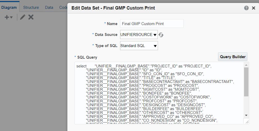If using the Query Builder, the fully qualified SQL statement will be generated as shown below.