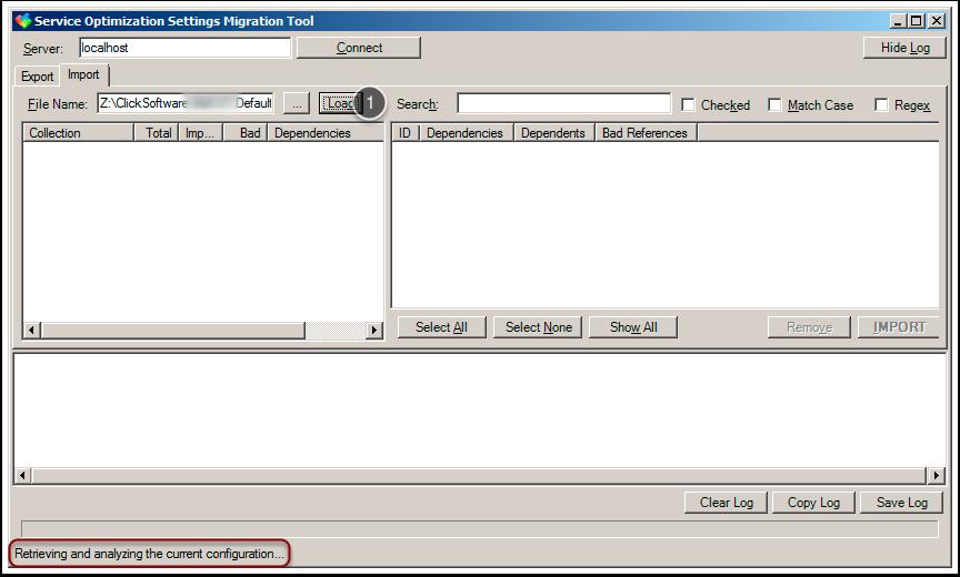 Loading a Xoom file for import Once the Xoom file for import has been specified, we click on the Load button.