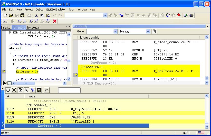 IAR C-SPY Debugger Trace Functionality Trace lets you inspect the program flow to a specific state.