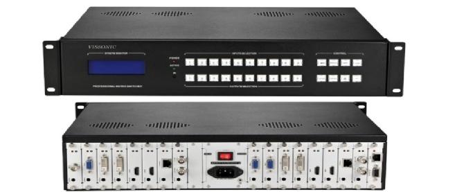 VIS-SHM0808 Seamless Hybrid matrix switcher Features Seamless switching without any blank and frozen screen Available in I/O sizes from 1x1 to 8x8 Configurable of a variety of I/O cards, HDMI,VGA,
