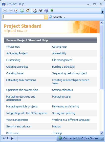 Page 111 - Project 2007 Foundation Level Help Demos Microsoft Project Help Demos Start Microsoft Project and use the default blank project.