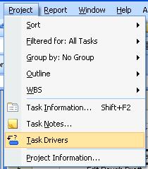 Page 115 - Project 2007 Foundation Level Click on a task, and you will see the factors driving that task, displayed in the Task Drivers pane, displayed to the left of the screen.