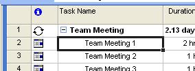 Double click on the Team Meeting 1 task. This will open the Task Information dialog box.