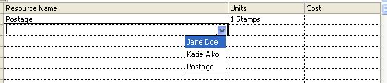 Page 76 - Project 2007 Foundation Level On the next line down, assign the resource called Jane Doe, as illustrated.