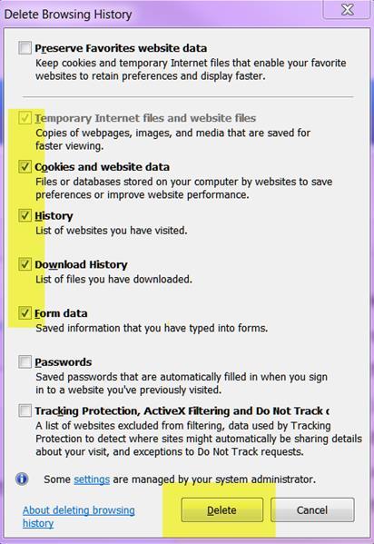 Delete Browsing History Occasionally trading partners will need to clear or delete their browsing history, cookies and website data in order for their computers to be compatible with the USVI
