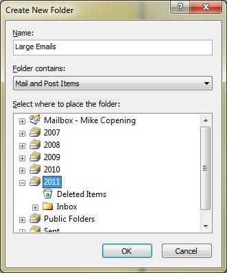 reside. If you wanted to make it a sub-folder of another location, you can drill down on the file tree to find it and select it.