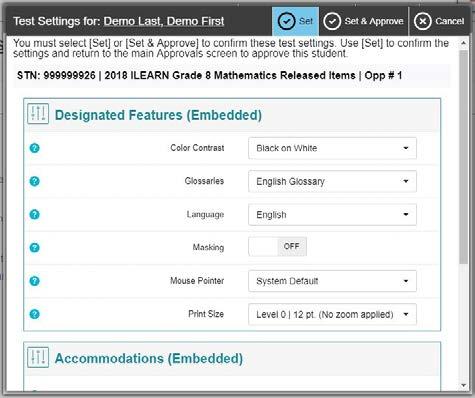 When students select Released Items tests, the Apprvals bx in the upper-right crner f the TA Interface shws ntificatins.