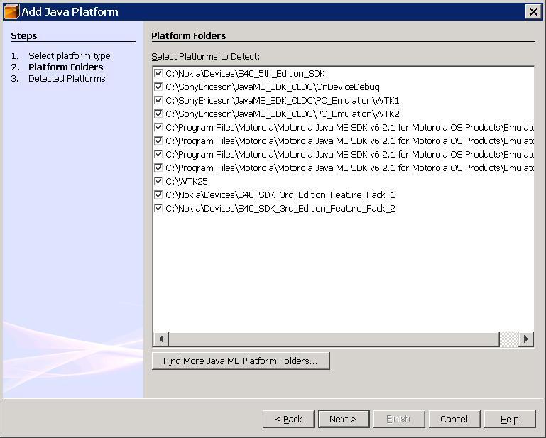 Using the SDK for MIDlet Development 3 Click Platform in the left panel. Select the SDK from the Emulator Platform dropdown menu, as shown in the following NetBeans window: 4 Click OK.