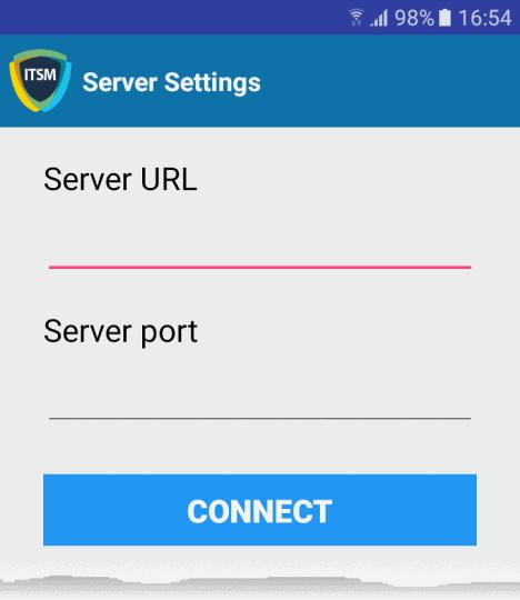 Server Settings - Table of Parameters Form Element Type Description Server URL Text Field Enter the url of the EM server contained in the device enrollment page.