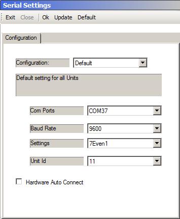 Depending on whether the COM port is open or closed, one of the two variants listed below is shown: Figure 3-6 Serial Configuration: COM-Port is open Changes in the settings are disabled.
