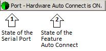 Figure 3-9 Serial Configuration: Current COM Port Status (1) Left: The current state of the serial interface is shown as an icon. The table below shows all different states and their meanings.