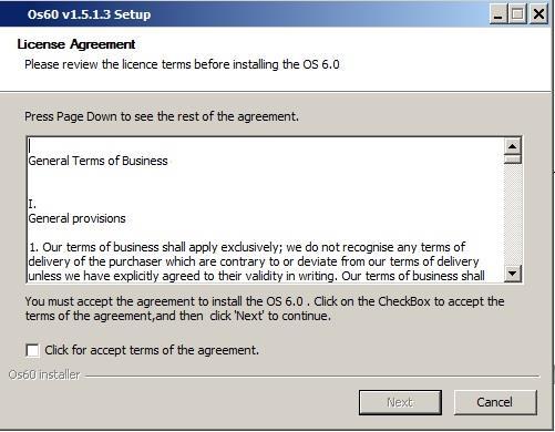 Clicking the Ok-Button, starts the download and the update of the new version. Figure 5-12 Update OS6.0 - Download Update 2.
