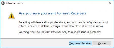 Receiver: Select Yes, reset Receiver Click OK when