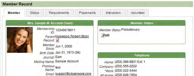 Contact Detail View When viewing a list of contact records you will see an option to View ( ) the record.