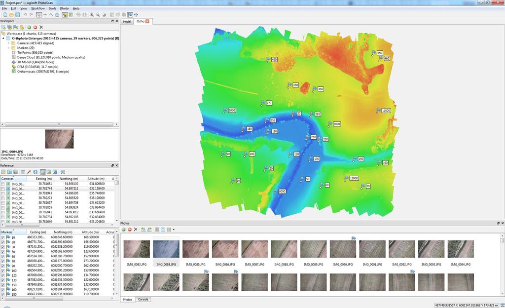 Build DEM Digital elevation model can be generated based on the dense cloud or mesh model.