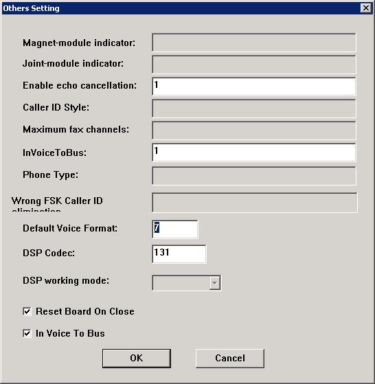 Using Synway Voice Boards 17 4. Edit the Default Voice Format. The following operations are required: Inside the Modify Board window, click the Others button.