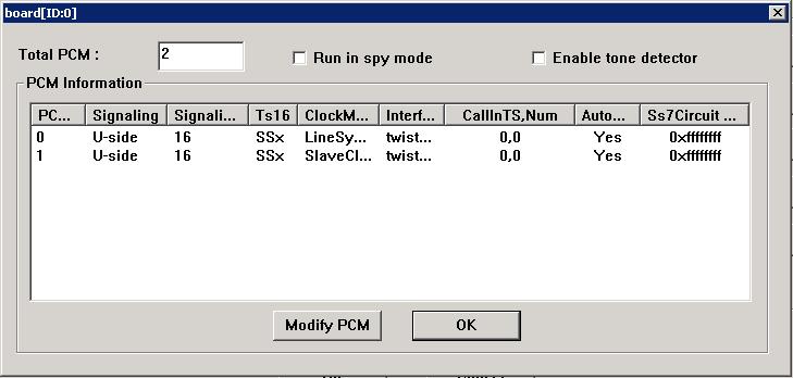 Edit the PCM Information. The following operations are required: Inside the Modify Board window, click the PCM button.