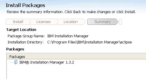 Leave the default Installation Manager Directory location