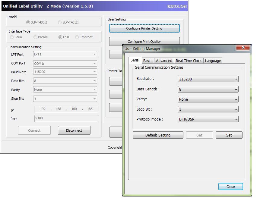 5. Detailed features 5-1 Printer setting using utility program Various printer settings can be changed using the utility program (Unified Label Utility).