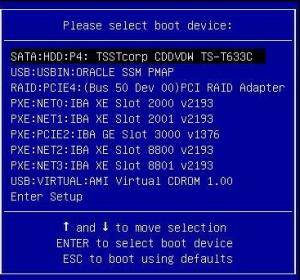 Restore Oracle System Assistant Software The Please Select Boot Device screen appears. 5.