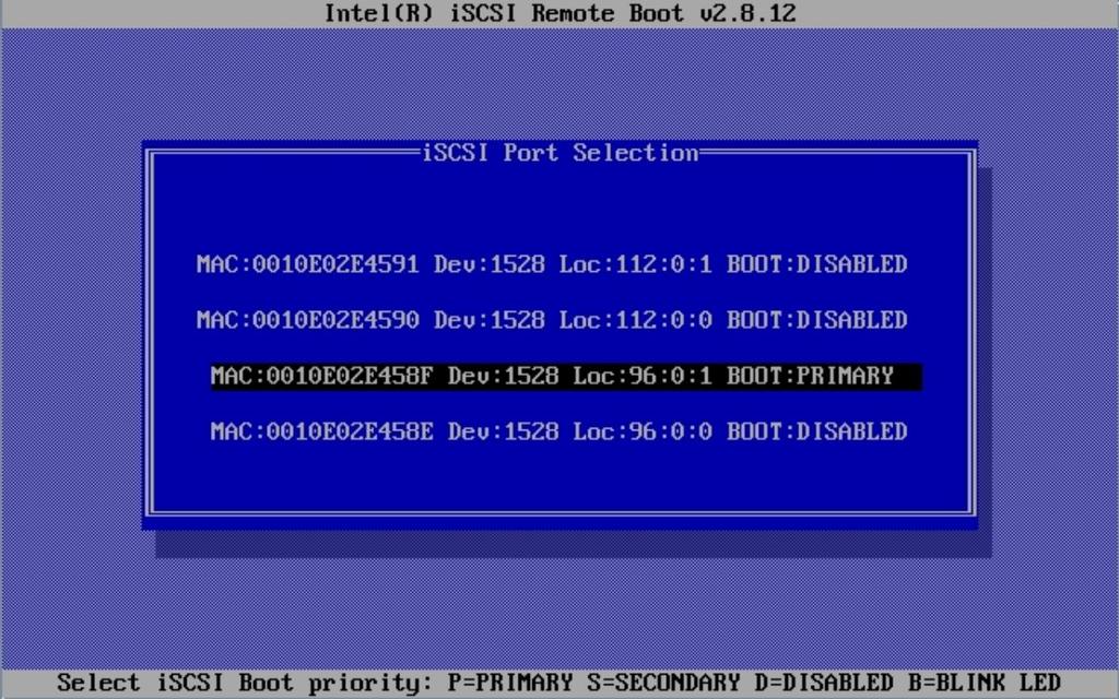 The iscsi Port Selection screen appears. The following figure shows an example. 68 6.