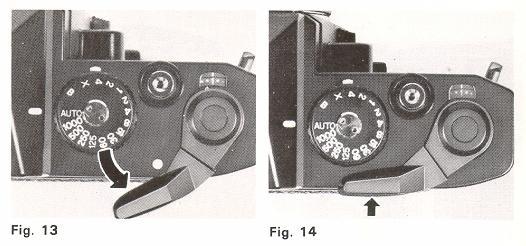 METER/SHUTTER "ON-OFF" CONTROL Film Advance Lever (13) controls shutter release "LOCK-UNLOCK'' to protect your camera from accidental shutter release when not taking pictures and Shutter Release