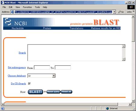 PSI-BLAST entry page Paste your query