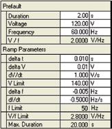 frequency drops to a userspecified frequency for timing test of rate of change frequency relays.